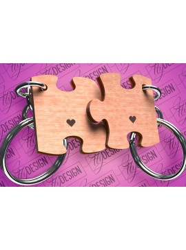 Σετ των 2 Intra απο ξύλο plywood  Χρώμα wenge 3mm-4mm πάχος - Μπρελόκ Καρδιά Ζευγαριού | Δίασταση 4x4 cm INTRAFABR-95748478