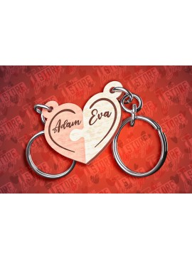 Σετ των 2 Intra απο ξύλο plywood  Χρώμα wenge 3mm-4mm πάχος - Μπρελόκ Καρδιά Ζευγαριού | Δίασταση 4x4 cm INTRAFABR-53361987