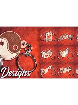 Σετ των 2 Intra απο ξύλο plywood  Χρώμα wenge 3mm-4mm πάχος - Μπρελόκ Καρδιά Ζευγαριού | Δίασταση 4x4 cm INTRAFABR-86231466