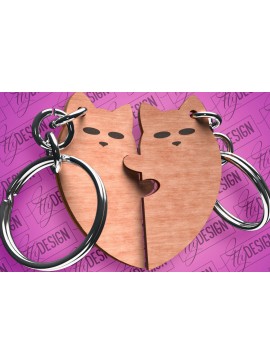 Σετ των 2 Intra απο ξύλο plywood  Χρώμα wenge 3mm-4mm πάχος - Μπρελόκ Καρδιά Ζευγαριού | Δίασταση 4x4 cm INTRAFABR-112865910