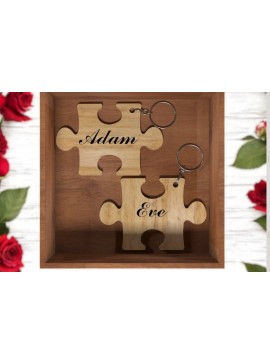 Σετ των 2 Intra απο ξύλο plywood  Χρώμα wenge 3mm-4mm πάχος - μπρελόκ ζευγαριού 224 Δίασταση 4x4 cm INTRAFABR-47713113