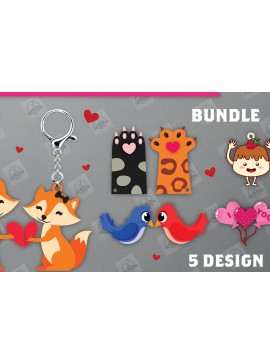 Σετ των 2 Intra απο ξύλο plywood  Χρώμα wenge 3mm-4mm πάχος - Δέσμη κοπής με μπρελόκ για ζευγάρια Δίασταση 4x4 cm INTRAFABR-113100837