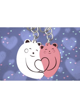 Σετ των 2 Intra απο ξύλο plywood  Χρώμα wenge 3mm-4mm πάχος - Μπρελόκ Ζευγαριού | Δώρο του Αγίου Βαλεντίνου Δίασταση 4x4 cm INTRAFABR-63611231