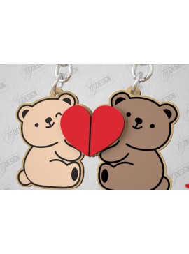 Σετ των 2 Intra απο ξύλο plywood  Χρώμα wenge 3mm-4mm πάχος - Μπρελόκ Ζευγαριού | Δώρο του Αγίου Βαλεντίνου Δίασταση 4x4 cm INTRAFABR-103266553