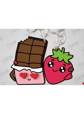 Σετ των 2 Intra απο ξύλο plywood  Χρώμα wenge 3mm-4mm πάχος - Μπρελόκ Ζευγαριού | Δώρο του Αγίου Βαλεντίνου Δίασταση 4x4 cm INTRAFABR-102295141