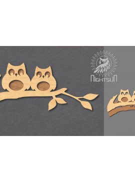 Σετ των 2 Intra απο ξύλο plywood  Χρώμα wenge 3mm-4mm πάχος - Διακόσμηση κοπής με λέιζερ για ζευγάρια κουκουβάγια 2 Δίασταση 20x20 cm INTRAFABR-60164047