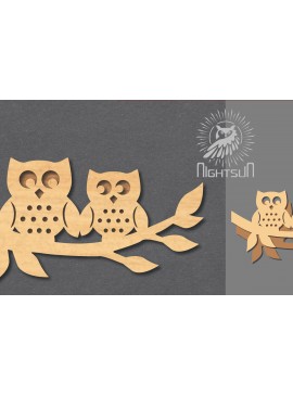 Σετ των 2 Intra απο ξύλο plywood  Χρώμα wenge 3mm-4mm πάχος - Διακόσμηση κοπής με λέιζερ για ζευγάρια κουκουβάγια Δίασταση 20x20 cm INTRAFABR-60164058