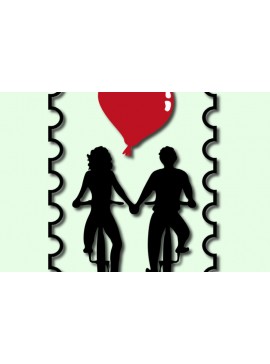 Σετ των 2 Intra απο ξύλο plywood  Χρώμα wenge 3mm-4mm πάχος - Ζευγάρι με ποδήλατα Δίασταση 20x20 cm INTRAFABR-60281734