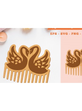 Σετ των 2 Intra απο ξύλο plywood  Χρώμα wenge 3mm-4mm πάχος - Couple Swan Comb Δίασταση 20x20 cm INTRAFABR-60281774