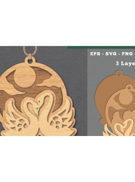 Σετ των 2 Intra απο ξύλο plywood  Χρώμα wenge 3mm-4mm πάχος - Στολίδι κοπής με λέιζερ ζευγαριού Δίασταση 6x6 cm INTRAFABR-60281719