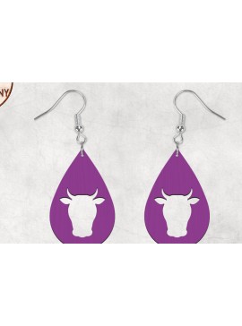 Σετ των 3 Intra απο ξύλο plywood  Χρώμα wenge 3mm-4mm πάχος - Σκουλαρίκια Boho Cow Δίασταση 3x3 cm INTRAFABR-89521140