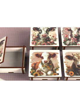 Σετ των 2 Intra απο ξύλο plywood  Χρώμα wenge 3mm-4mm πάχος - Cow Box + 4 PNG για Εξάχνωση Δίασταση 9x9 cm INTRAFABR-114828660