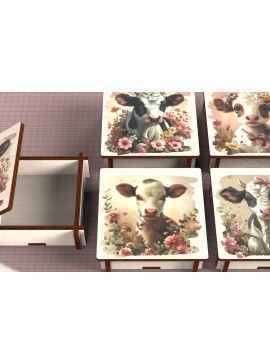 Σετ των 2 Intra απο ξύλο plywood  Χρώμα wenge 3mm-4mm πάχος - Cow Box + 4 PNG για Εξάχνωση Δίασταση 9x9 cm INTRAFABR-88218828