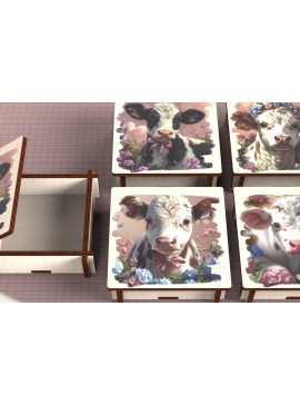 Σετ των 2 Intra απο ξύλο plywood  Χρώμα wenge 3mm-4mm πάχος - Cow Box + 4 PNG για Εξάχνωση Δίασταση 9x9 cm INTRAFABR-57131890