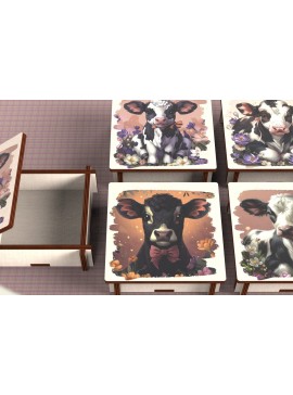 Σετ των 2 Intra απο ξύλο plywood  Χρώμα wenge 3mm-4mm πάχος - Cow Box + 4 PNG για Εξάχνωση Δίασταση 9x9 cm INTRAFABR-56039640