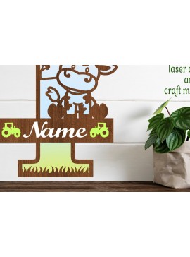 Intra απο ξύλο plywood  Χρώμα wenge 3mm-4mm πάχος - Μονόγραμμα κεφαλαίου αγελάδας Γράμμα I Αποκοπή Δίασταση 30x20 cm INTRAFABR-113961750