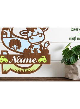 Intra απο ξύλο plywood  Χρώμα wenge 3mm-4mm πάχος - Μονόγραμμα κεφαλαίων αγελάδας Γράμμα S Αποκοπή Δίασταση 30x20 cm INTRAFABR-111685321
