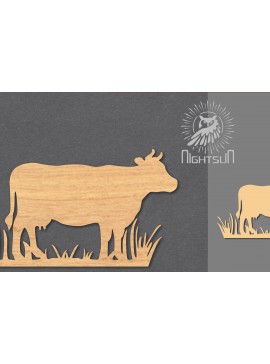 Σετ των 2 Intra απο ξύλο plywood  Χρώμα wenge 3mm-4mm πάχος - Διακόσμηση κοπής με λέιζερ αγελάδας Δίασταση 20x20 cm INTRAFABR-107994040