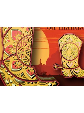 Intra απο ξύλο plywood  Χρώμα wenge 3mm-4mm πάχος - Μπότα Cowboy , 2 Design , 4 Layers Δίασταση 30x20 cm INTRAFABR-74438857