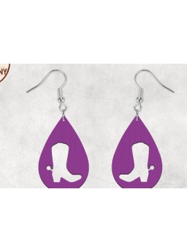 Σετ των 3 Intra απο ξύλο plywood  Χρώμα wenge 3mm-4mm πάχος - Σκουλαρίκια Boho Cowboy Boots Δίασταση 3x3 cm INTRAFABR-74439093