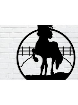 Intra απο ξύλο plywood  Χρώμα wenge 3mm-4mm πάχος - με λέιζερ Cowboy Metal Wall Art Δίασταση 40x50 cm INTRAFABR-119487247