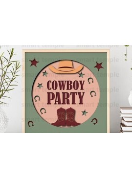 Σετ των 2 Intra απο ξύλο plywood  Χρώμα wenge 3mm-4mm πάχος - Cowboy Party Papercutting Δίασταση 20x20 cm INTRAFABR-124433646