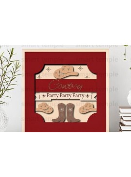 Σετ των 2 Intra απο ξύλο plywood  Χρώμα wenge 3mm-4mm πάχος - Cowboy Party3d Light Box, Cowboy Party Δίασταση 20x20 cm INTRAFABR-98641465