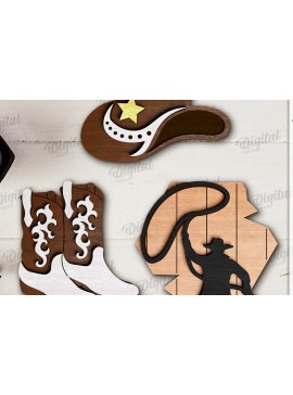 Intra απο ξύλο plywood  Χρώμα wenge 3mm-4mm πάχος - Διακόσμηση δίσκων Cowboy Tiered Δίασταση 30x20 cm INTRAFABR-122600899