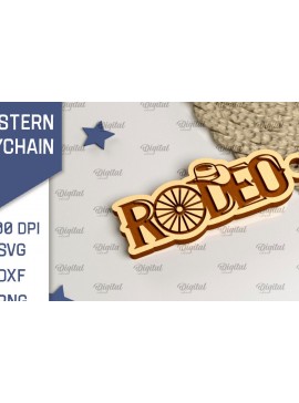 Σετ των 2 Intra απο ξύλο plywood  Χρώμα wenge 3mm-4mm πάχος - Cowboy Western Keychain Δίασταση 4x4 cm INTRAFABR-123360262