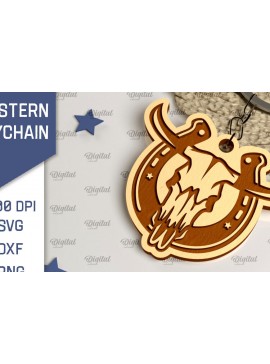 Σετ των 2 Intra απο ξύλο plywood  Χρώμα wenge 3mm-4mm πάχος - Cowboy Western Keychain Δίασταση 4x4 cm INTRAFABR-123360273