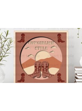 Intra απο ξύλο plywood  Χρώμα wenge 3mm-4mm πάχος - Cowgirl 3d Light Box, Cowgirl Layered Δίασταση 30x20 cm INTRAFABR-123360280