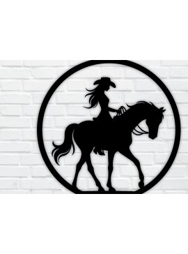 Intra απο ξύλο plywood  Χρώμα wenge 3mm-4mm πάχος - Cowgirl Horse Metal Sign, DXF Δίασταση 40x50 cm INTRAFABR-85391643