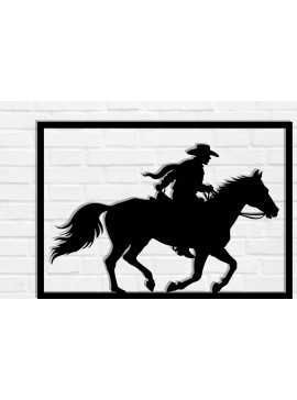 Intra απο ξύλο plywood  Χρώμα wenge 3mm-4mm πάχος - Cowgirl Horse Metal Sign, DXF Δίασταση 40x50 cm INTRAFABR-85391908