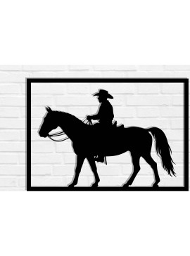 Intra απο ξύλο plywood  Χρώμα wenge 3mm-4mm πάχος - Cowgirl Horse Metal Art Wall Art Δίασταση 40x50 cm INTRAFABR-85392033