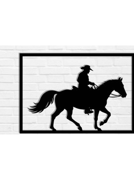 Intra απο ξύλο plywood  Χρώμα wenge 3mm-4mm πάχος - Cowgirl Horse Metal Art Wall Art Δίασταση 40x50 cm INTRAFABR-85476429