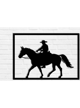 Intra απο ξύλο plywood  Χρώμα wenge 3mm-4mm πάχος - Cowgirl Horse Metal Art Wall Art Δίασταση 40x50 cm INTRAFABR-85476530