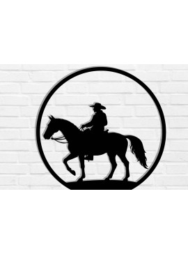 Intra απο ξύλο plywood  Χρώμα wenge 3mm-4mm πάχος - Cowgirl Horse Metal Art Wall Art Δίασταση 40x50 cm INTRAFABR-85476581