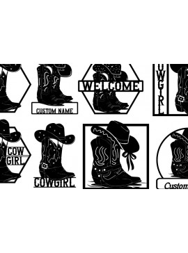 Intra απο ξύλο plywood  Χρώμα wenge 3mm-4mm πάχος - Πακέτο Laser DXF Metal Art Wall Art Cowgirl Δίασταση 40x50 cm INTRAFABR-99708594