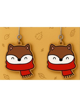 Σετ των 3 Intra απο ξύλο plywood  Χρώμα wenge 3mm-4mm πάχος - Cozy Fox Earrings Δίασταση 3x3 cm INTRAFABR-99709004
