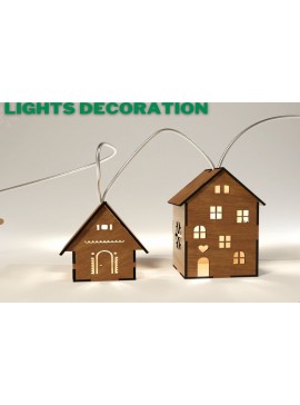 Σετ των 2 Intra απο ξύλο plywood  Χρώμα wenge 3mm-4mm πάχος - Cozy Winter Village Lights: Fi Δίασταση 4x4 cm INTRAFABR-99708061