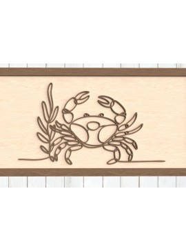 Σετ των 2 Intra απο ξύλο plywood  Χρώμα wenge 3mm-4mm πάχος - Crab Line Art Δίασταση 6x6 cm INTRAFABR-111323212