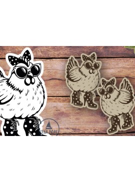 Σετ των 3 Intra απο ξύλο plywood  Χρώμα wenge 3mm-4mm πάχος - Crazy Chicken Earrings | Glowforge Laser Δίασταση 3x3 cm INTRAFABR-111323794