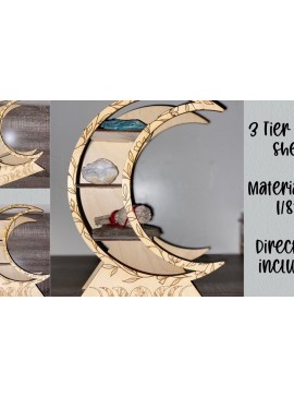 Intra απο ξύλο plywood  Χρώμα wenge 3mm-4mm πάχος - Crescent Moon Shelf Laser Δίασταση 30x20 cm INTRAFABR-30486837