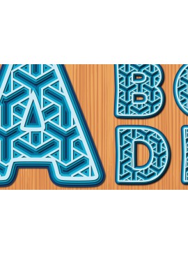 Σετ των 2 Intra απο ξύλο plywood  Χρώμα wenge 3mm-4mm πάχος - Πακέτο Cricut Alphabet a-Z Layer Δίασταση 20x20 cm INTRAFABR-59779505