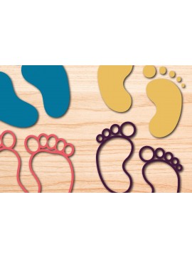 Σετ των 2 Intra απο ξύλο plywood  Χρώμα wenge 3mm-4mm πάχος - Πακέτο Cricut Baby Feet Δίασταση 20x20 cm INTRAFABR-111919647