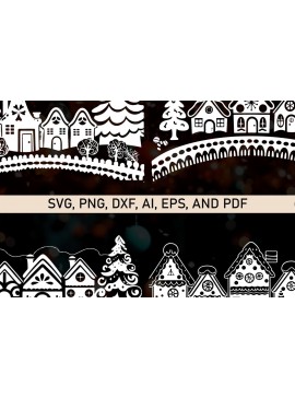 Σετ των 2 Intra απο ξύλο plywood  Χρώμα wenge 3mm-4mm πάχος - Σετ Cricut Candy Cane Lane Creations Δίασταση 4x4 cm INTRAFABR-86342431