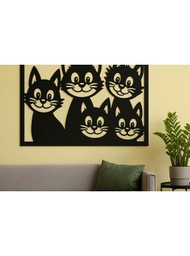 Σετ των 2 Intra απο ξύλο plywood  Χρώμα wenge 3mm-4mm πάχος - Cricut Cats Art Decor Cut File Δίασταση 4x4 cm INTRAFABR-114667554
