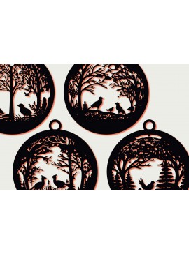 Σετ των 2 Intra απο ξύλο plywood  Χρώμα wenge 3mm-4mm πάχος - Πακέτο Cricut Χριστουγεννιάτικο Animal Δίασταση 4x4 cm INTRAFABR-110275150