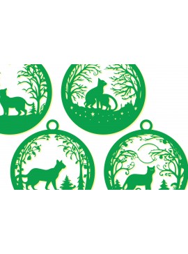 Σετ των 2 Intra απο ξύλο plywood  Χρώμα wenge 3mm-4mm πάχος - Πακέτο Cricut Χριστουγεννιάτικο Animal Δίασταση 4x4 cm INTRAFABR-110275162