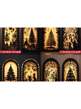 Σετ των 2 Intra απο ξύλο plywood  Χρώμα wenge 3mm-4mm πάχος - Πακέτο Χριστουγεννιάτικων Πόρτων Cricut Δίασταση 6x6 cm INTRAFABR-124549061